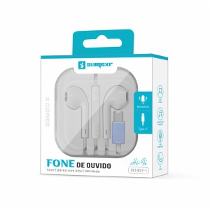 FONE DE OUVIDO COM MICROFONE E BOTÃO DE VOLUME (SEJ-B27-1)