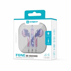 FONE DE OUVIDO COM MICROFONE E BOTÃO DE VOLUME (SEJ-B28)