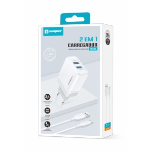 (SX-F17-V8) - Carregador De Parede + Cabo Micro Usb  [Caixa com 200 peças]